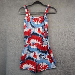 Place Girls XL romper Tie Dye Red Blue Summer Pool Festival
